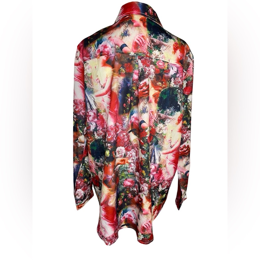 PrettyLittleThing 2pc Rose Femme
Renaissance Print Satin Shirt & Pants Set -Sz 6 - Picture 4 of 10